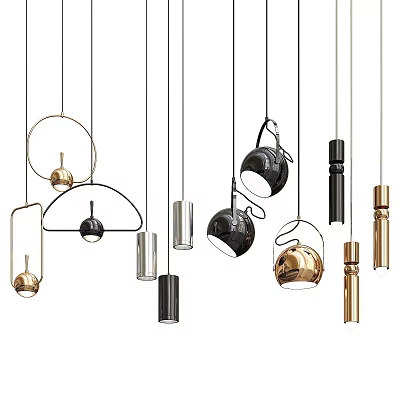 Stylish Modern Pendant Lights Showcasing Various Contemporary Shapes And Designs 3d model