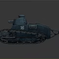 Vintage Blue Military Tank Featuring Tracks And Number 16 Details