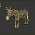 3D Model of Brown Donkey With White Muzzle and Hooves on Gray Background With Reflection