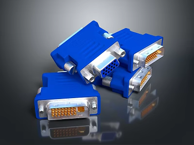 Blue VGA Connectors Multiple Practical Computer Accessories For Daily Use 3d model