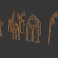Gothic Architectural Elements Featuring Pointed Arches Intricate Tracery And Ornate Carvings