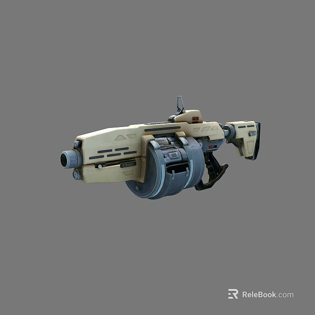 Futuristic Sci-Fi Weapon Featuring Mechanical Structure And Beige Blue Design 3d model 