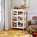 Action Figure Display Cabinet With Glass Doors Shelves Toy Guns And Decor In Living Room