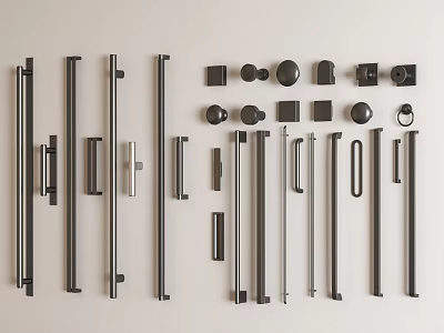 Various Metal Furniture Handles in Different Shapes Sizes and Styles for Cabinets 3d model