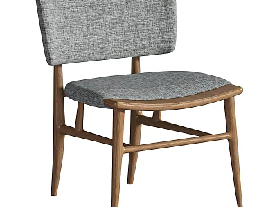 Modern Wooden Frame Chair With Gray Fabric Upholstered Seat And Backrest 3d model