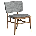 Modern Wooden Frame Chair With Gray Fabric Upholstered Seat And Backrest