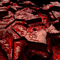 Vibrant Red Rock Crystal Landscape With Irregular Texture Glossy Surface And Layered Fractured Structure