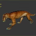 3D Rendered Prehistoric Creature With Orange Brown Fur Long Tail And Sharp Teeth