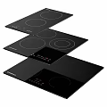 Different Types Of Black Electric Cooktops With Various Heating Zones And Control Panels