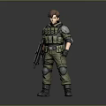 Military Soldier 3D Model With Tactical Vest Knee Pads And Rifle