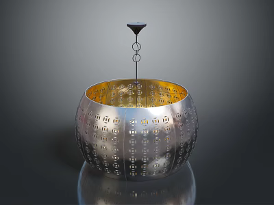 Hanging Modern Metallic Chandelier Furniture With Hollow Out Design And Golden Interior 3d model