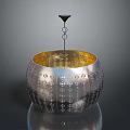 Hanging Modern Metallic Chandelier Furniture With Hollow Out Design And Golden Interior