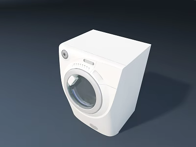 White Front Load Washing Machine With Modern Design And Control Panel 3d model