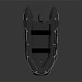 Gray Inflatable Boat With Motor Seats And Ropes On Black Surface