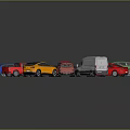 Colorful Toy Cars of Various Colors Arranged in a Circle on Dark Background