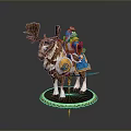 Bearded Man Riding Decorative Reindeer With Traditional Costume And Circular Gold Trimmed Base