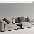 Gray Sectional Sofa With Multiple Pillows Side Table Lamp Books And Throw Blanket 3d model
