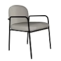 Modern Minimalist Accent Chair With Light Gray Upholstered Seat Backrest And Black Metal Frame Armrests