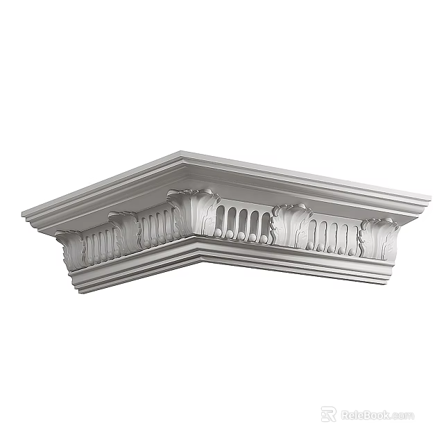 White Decorative Corner Molding With Classical Carvings For Interior Decoration 3d model
