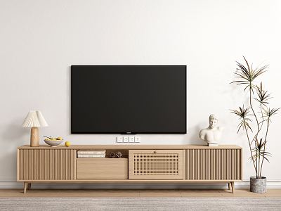 Nordic TV Cabinet Solid Wood TV Cabinet TV 3d model