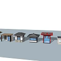 Different Small Architectural Designs Featuring Various Rooftop Styles And Color Details 3d model