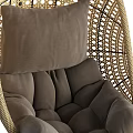 Cozy Rattan Woven Hanging Leisure Chair With Brown Comfortable Cushions