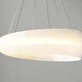 Modern White Circular Pendant Light With Ribbed Design And Soft Hanging Lighting 3d model