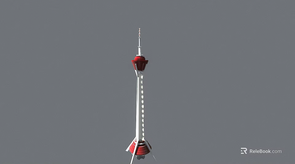 Road Infrastructure Tall Red And White Traffic Monitoring Tower Structure 3d model 