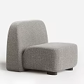 Modern Gray Fabric Single Sofa With Curved Backrest And Black Legs Design