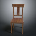Classic Wooden Chair Furniture With Simple Backrest And Solid Seat Design