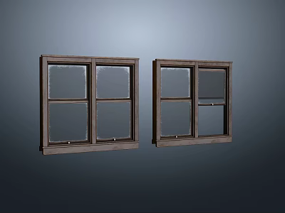 Modern window sliding window retro window old window Chinese style window 3d model