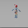 Stylish 3D Character Creature With Pink Hair Blue Outfit Bow Gloves And Boots