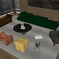 Modern Minotti Sofa Coffee Table Combination 3d model