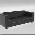 Modern Black Leather Two Seater Sofa With Clean Lines And Armrests 3d model