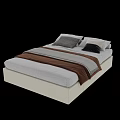 Modern Single Bed With White Frame Gray Brown Bedding And Pillows 3d model