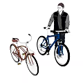 Vintage And Modern Bicycles With Brown And Black Frames Next To Standing Model