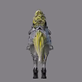 Armored Reptile With Yellow Mane And Intricate Silver Armor Details