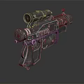Futuristic Tactical Gun With Metallic Design Scope Attachment And Black Finish
