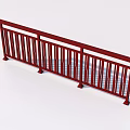 Red Metal Railing With Vertical Decorative Bars And Modern Design Structure 3d model