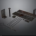 Assorted Industrial Metal Equipment Including Plates Rods And Tools