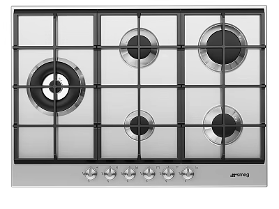 Modern Kitchen Gas Stove With Glass Surface Multiple Burners And Control Knobs 3d model