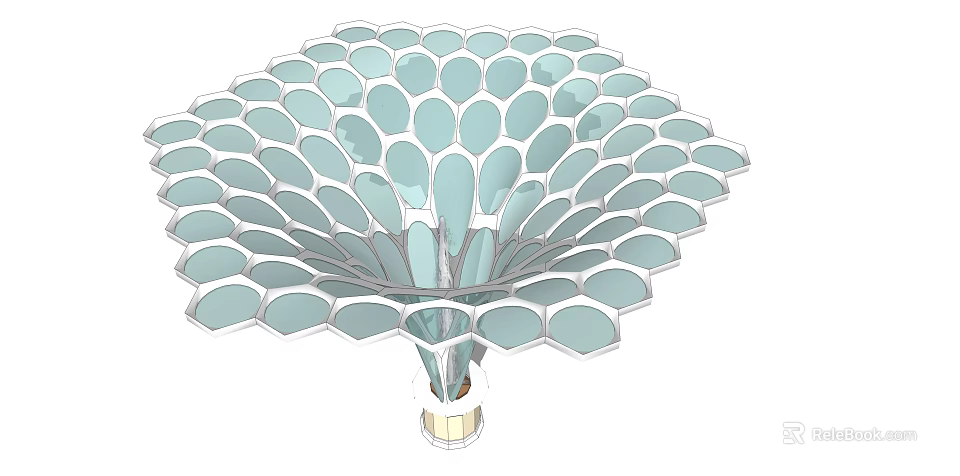 Modern Unique Landscape Pavilion With Fan Shaped Transparent Canopy And Geometric Design 3d model 