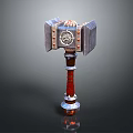 Sturdy Hardware Hammer Tool With Decorative Metal Head And Red Handle 3d model