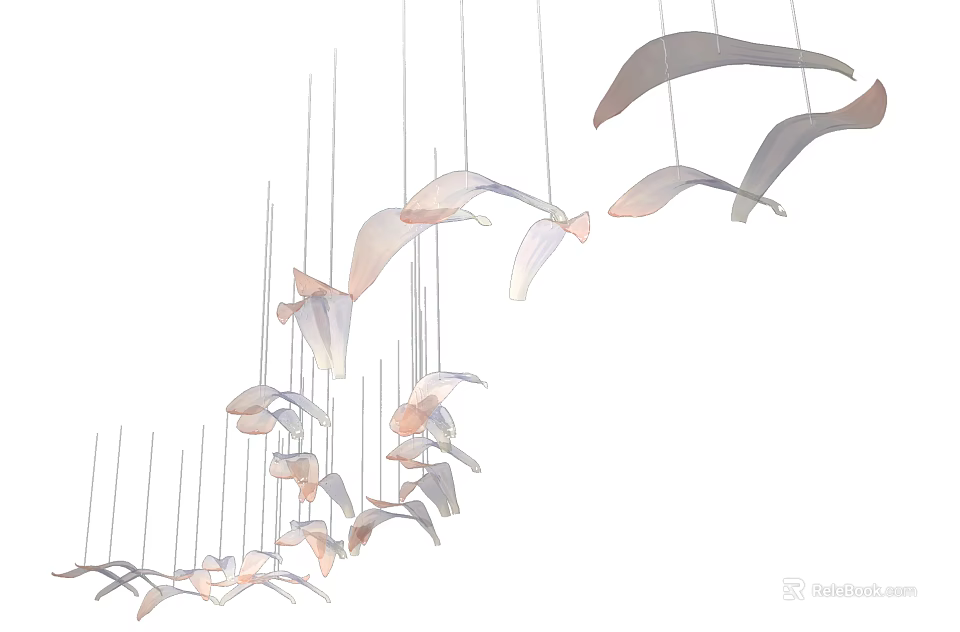 Modern Curved Acrylic Chandelier With Flowing Hanging Pieces For Contemporary Home Decor 3d model 