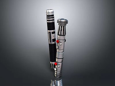 Futuristic Metallic Sci Fi Weapon With Black Grip Silver Body And Red Accents 3d model