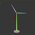 White Wind Turbine Model With Red Marked Blades And Stable Base 3d model