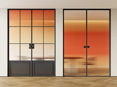 Double Door Glass Door Gradient Glass Changhong Glass Door Minimalist Door Kitchen Door 3d model