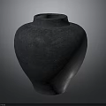 Handcrafted Carved Pottery Sculpture With Dark Gray Textured Surface And Traditional Design