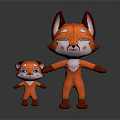 Cute Cartoon Fox Characters Parent and Baby with Orange Fur and Friendly Expressions