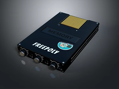 FREEPOLY Memory Module With Black Design Knobs And Yellow Heat Sink 3d model